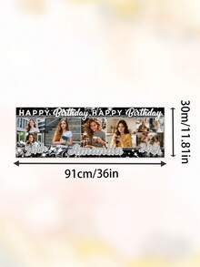 Individuelles Foto-Geburtstagsbanner, personalisierter Name & Alter Happy Birthday Hintergrund, anpassbar mit mehreren Fotos & Text, 21. 24. 30. 40. Geburtstagsparty Dekorationen für Frauen, wandmontiertes Foto-Collage Geburtstagsbanner - Verschiedenfarbig - Übersicht 19