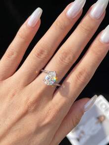1 Pc 2CT Elegant & Luxurious Twisted-Band Pear-Shaped Moissanite Ring 925 Sterling Silver. Suitable For Weddings And Everyday Wear - Pear-shaped Moissanite Ring - 2CT - View 3