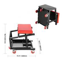Mechanic Stool, 300 Lbs Capacity Garage Seat/Work Stool With Wheels, 360° Swivel Rolling Workshop Stool With Tool Tray, Mechanics Creeper Seat/Step Stool, For Garage, Shop & Auto Repair, Black - With Casters Without Backrest 1 Pallet - View 10