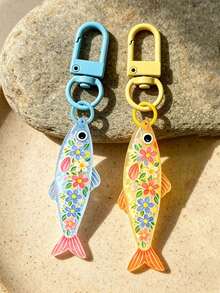 Cute Little Fish Acrylic Keychain, 2D Acrylic Fish Bag Charm, Colorful Beach Theme Keychain, Bohemian Key Accessory, Versatile Bag Pendant, Full Of Summer Beach Vibe, Suitable For Backpack, Wallet, Phone, Earphone, Car Hanging, Cute Daily Accessory And Gift, Unique Birthday Gift, Vacation Gift, Party Gift, Teacher Gift, Summer Gift - Multicolor - View 10