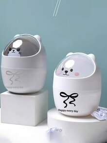 Vigour Summer Beautiful Round Trash Can, Mini Minimalist Desktop Waste Bin, Recycling Container, Creative Plastic Waste Storage Box, Suitable For Bedroom Nightstand, Desk, Living Room Coffee Table, Computer Desk, Etc., Perfect Gift For Teachers And Classmates During Back To School Season - Multicolor - View 6