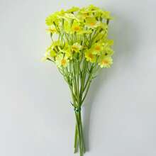 6/12/24件人造菊花，頂級洋甘菊向日葵，10英寸仿真菊花戶外植物，花瓶中心裝飾桌飾，DIY居家派對，春季野花婚禮菊花派對裝飾（白色）洋甘菊，攝影小配件裝飾花束，場景裝飾，戶外露台裝飾 - 黃色雛菊 - 查看 7