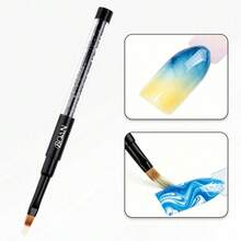 1 pieza Pincel para uñas con degradado y mango de strass, adecuado para coloreado degradado y dibujo de líneas de gel UV, herramienta profesional para arte de uñas - Negro - Ver 1