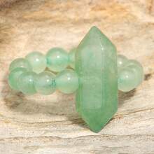1PC Natural Crystal Chakra Double Point Tower Beaded Stretch Rings, Multiple Types Polished Healing Spiritual Meditation Crystal Jewelry Gift - Double-pointed Bead Ring - View 9