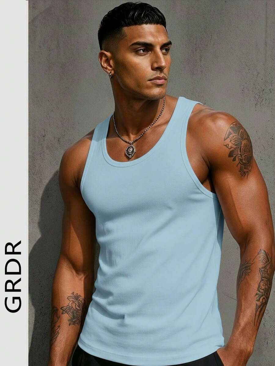GRDR Men's Summer Casual Sleeveless Round Neck Tank Top