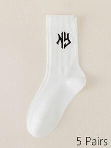 Calcetines de media caña para deportes al aire libre, combinación de colores negro y blanco, decoración con logotipo, tela transpirable y amigable con la piel, ajuste elástico antideslizante, adecuados para senderismo al aire libre, trote, cómodos y versátiles para todas las estaciones - Multicolor - Ver 8