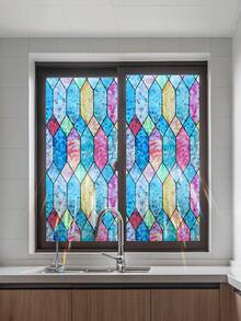 1 Roll Laser Colorful Diamond Window Film 44.5cm(17.5in) Wide, Effect Under Sunlight, Static Cling No Glue Privacy Glass Sticker, UV Protection Anti-Glare, Trimmable And Easy To Remove, Free Installation Tools, Suitable For Home/Office/School/Cabinet Doors/Sliding Doors - Moluoge Crescent - View 7