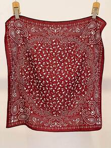 1pc 68*68cm Black & White Paisley Print Cotton Linen Scarf, Thin Multi-Use Scarf For Neck/Shawl/Waist, All Seasons Daily Party - Multicolor - View 12