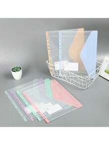 6pcs/3pcs/1pc Macaron Color Loose-Leaf File Bag PP Frosted Semi-Transparent 11-Hole Binder Student Office Exam Paper Material Storage Bag Minimalist Fresh Ins Style Folder Set Learning Office Classroom Notes Travel Business (Random Color Style) - Multiple Styles - View 2