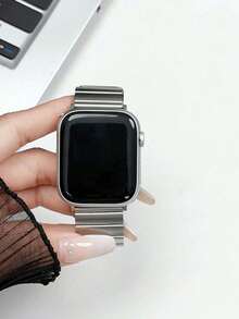 Huastonband 1件磁吸式不鏽鋼金屬錶帶，相容於 38mm/40mm/41mm/42mm/44mm/45mm/49mm/46mm，適用於 Ultra/SE/S10/S9/8/7/6/5/4/3 系列。佩戴舒適，適合四季。智慧手錶配件錶帶，女性配件夏季海灘派對聚會、母親節、畢業季、返校季學生同學禮物 - 銀色 - 查看 6