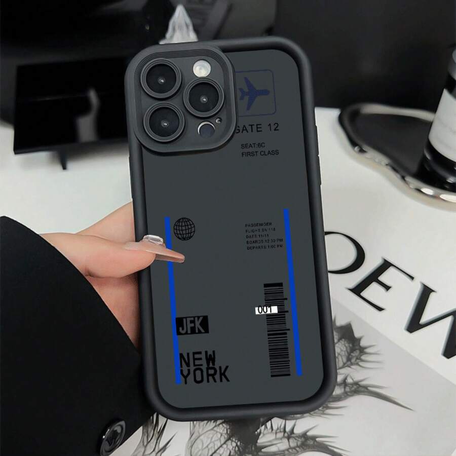 Funda de teléfono simple y reforzada, adecuada para todos los modelos de y . Funda de teléfono estilo ticket, funda de teléfono con diseño, adecuada para 17Promax/16Plus/15Pro/14/13/12/11/X/Xs/Xr/Xsmax. Linda, fácil de usar, moderna, a la moda, de lujo ligero, funda de protección total anti-caídas, adecuada como regalo para novio o novia, regalo de cumpleaños. - (Un color) 1 unidad por paquete - Ver 1