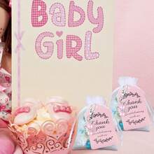 60pcs/Set Angel Keychain Gift Set, Includes 20 Keychains, 20 Transparent Organza Bags And 20 Thank You Cards, Suitable For Wedding Gifts, Baptism Party Gifts, Birthday Party Gifts And Guest Gifts (Pink, Blue) - A - View 6