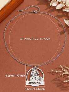 1PC Personalized Stainless Steel Horse Pendant Necklace - Custom Engraving, Hollow Design Unisex, Fashionable Wildlife Jewelry, Birthday Anniversary Gift, Custom Name Necklace, Gift For Girlfriend, Thanksgiving Gift, Personalized Jewelry - Multicolor 4 - View 4
