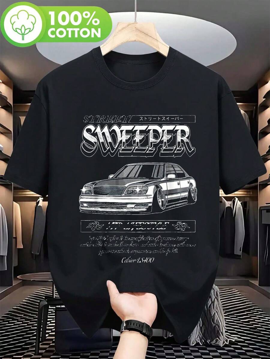 Printed JDM Street Sweeper LS400 VIP The Black Of The Pattern T Shirt,Very Suitable For Everyday Casual Wear,Travel And Sports. - Black - View 1