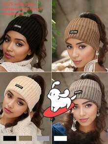 1/4pcs Solid Color Casual Polyester Knit Headband, Suitable For Cold Autumn/Winter Weather - Multicolor - View 11
