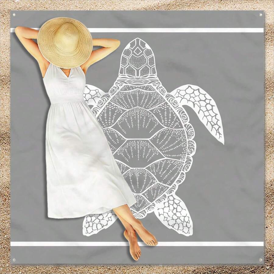 1pc Turtle Pattern Beach Mat, Extra Large Beach Mat, Lightweight And Durable. Perfect For Travel, Camping And Picnic. Adult Extra Large Size. Perfect For Beach And Outdoor Adventure - Style8 - View 1