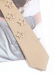 1pc Khaki Pearl Star Brooch Style Tie-Free Collar, Suitable For Japanese Sweet Style Women's JK Style Shirt Matching - Five-star No-call - View 4