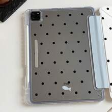 Korean Style Ins White Polka Dot Little Fish Tablet Protective Case Compatible With Apple 11th Gen, Minimalist 10th Gen Tablet Protective Case With Pen Slot, Air 82026 New Pro 11, Fashion Mini 7, Cute Air 7/6, Anti-Bend 11 Inch Tablet Protective Cover For Girls And Boys - White - View 7
