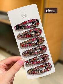 2/4/6/8/10/12 Stück Damen Luxus bunte Strass Haarspangen, BB-Clips, Pony-Clips, Seiten-Clips, Vintage eleganter Stil, Damen Haaraccessoires, geeignet für tägliche Lässig, Ausflüge, Einkaufen, Partys, Dates. - Verschiedenfarbig - Übersicht 13