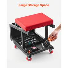 Mechanic Stool, 300 Lbs Capacity Garage Seat/Work Stool With Wheels, 360° Swivel Rolling Workshop Stool With Tool Tray, Mechanics Creeper Seat/Step Stool, For Garage, Shop & Auto Repair, Black - With Casters Without Backrest 1 Pallet - View 3