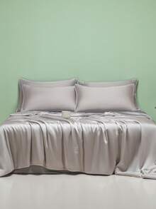 1pc Smooth Luxury Quilt, Suitable For All Seasons, Thin, Washable, Durable Comforter - Light Grey - View 6