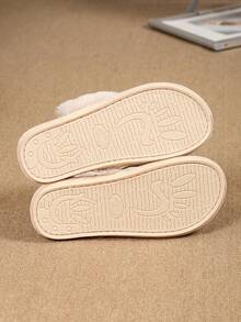 Women's Flat Indoor Home Slippers, Comfortable Home Shoes With Fur Lining,Fluffy Slippers - Beige - View 6