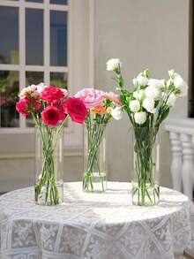 24/6/4/3pcs Glass Cylinder Vase Set, Clear Vase, Hurricane Floating Candle Holder, Suitable For Table Centerpiece Decoration, Wedding Home Decor, Rama Decorative Gift, Birthday Graduation Ceremony, Room Decoration, Cylinder Vase For Making Centerpiece, Glass Streamlined Vase, Hurricane Floating Candle Holder Vase For Tabletop Decor, Party Occasions, - A - View 4