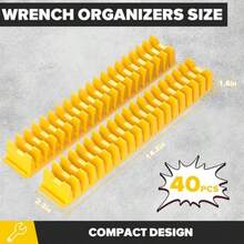 Modular Wrench Organizer Wrench Holder - Wrench Tool Organizers For Tool Drawer Storage, Wrench Storage Set With Metric And SAE Label, Wrench Rack Tool Gift For Professional Mechanics - Yellow - View 3