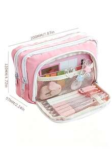 1 Pieza Estuche de Lápices de Gran Capacidad Rosa con Bolígrafo Aleatorio, Bolsa de Almacenamiento con Ventana Frontal, Regalo para Regreso a la Escuela & Cumpleaños.Regreso a la Escuela. - Multicolor - Ver 2