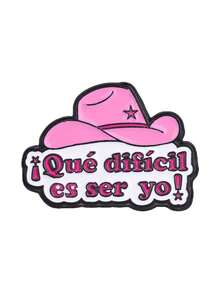 Pin de esmalte con sombrero de vaquero rosa y cita en español, estilo western, broche para solapa, decoración para ropa y mochila, regalo para chica latina - Rosa Fucsia - Ver 9