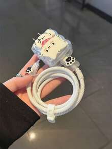 Cute Cat Charger Protector 5-Piece Set, Cartoon Charger Cover With Cable Protector, Anti-Break Charger Protector Kit For IPhone Charger, Fun Cat Design For Teens & Girls - Multicolor - View 3