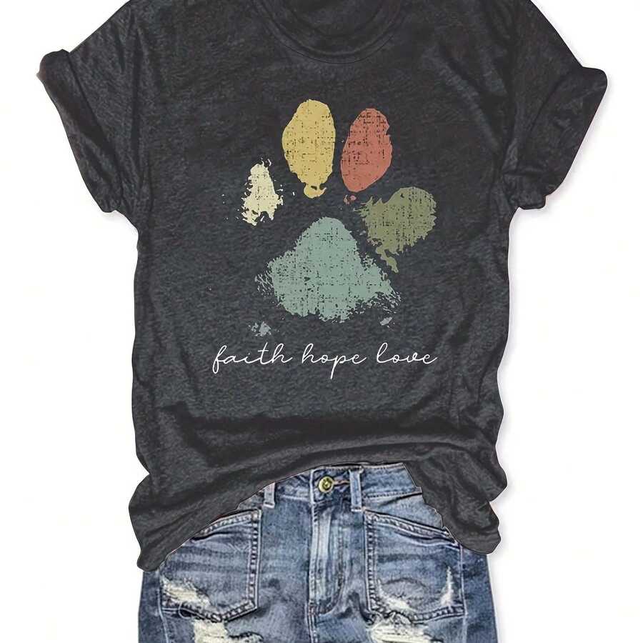 Ropa de mujer europea y americana transfronteriza 2024, top holgado casual de manga corta y cuello redondo, camiseta básica de manga corta
