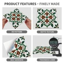 24PCS Peel And Stick PVC Tile Stickers, Different Style Patterns, Waterproof, Oil-Proof, Stain-Resistant, Removable, No Residue, Suitable For Living Room, Kitchen, Bathroom, Toilet, Home Wall Decoration Renovation, DIY, Matte Texture, Size 10/15/20CM - FHZ-05 - View 12