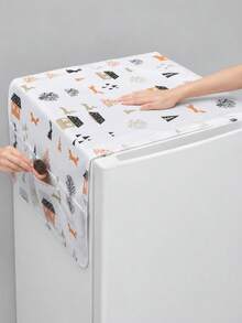 1件 PEVA 冰箱防塵罩附側邊口袋，防水防油冰箱頂蓋，適用於冰箱、洗衣機與微波爐的廚房家電保護罩 - 查看 2