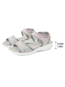 2026 Summer New Women's Lightweight Sandals, Outdoor Sports Casual Women's Sandals, Breathable Non-Slip Beach Soft Sole Comfortable Slip-On Sandals, Thick Sole Maternity Shoes, Open Toe Knit Women's Shoes, All Black Kuku Shoes, Mom's Outdoor Shoes - Multicolor - View 7