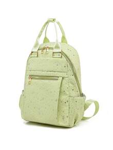 LECEY Women's Diamond Quilted Embroidered Backpack - Green - View 3