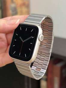 Huastonband 1件磁吸式不鏽鋼金屬錶帶，相容於 38mm/40mm/41mm/42mm/44mm/45mm/49mm/46mm，適用於 Ultra/SE/S10/S9/8/7/6/5/4/3 系列。佩戴舒適，適合四季。智慧手錶配件錶帶，女性配件夏季海灘派對聚會、母親節、畢業季、返校季學生同學禮物 - 銀色 - 查看 4