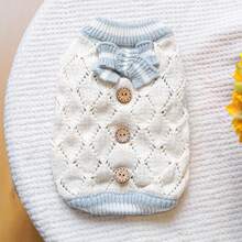 1 pieza Ropa para mascotas Perro Gato Prendas de vestir Perro pequeño mediano Cachorro Chihuahua Suéter suave y cómodo - Suéter de punto hueco - Azul blanco - Azul y blanco - Ver 9