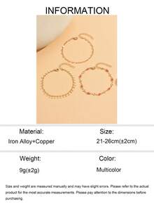 3pcs/Set Minimalist Design Water Drop Tassel Handmade Chain Four-Leaf Clover Decor Anklet Multi-Layer Stackable Gold-Tone Women's Foot Jewelry Suitable For Daily Wear And Date Photo Shooting Chain Length Cut By Section With Unfixed Number Of Segments - Multicolor - View 5