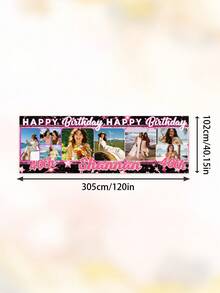 Individuelles Foto-Geburtstagsbanner, personalisierter Name & Alter Happy Birthday Hintergrund, anpassbar mit mehreren Fotos & Text, 21. 24. 30. 40. Geburtstagsparty Dekorationen für Frauen, wandmontiertes Foto-Collage Geburtstagsbanner - Verschiedenfarbig - Übersicht 11