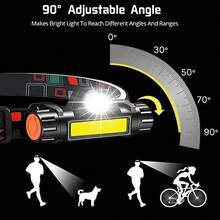 1 pieza Linterna frontal LED COB recargable magnética e impermeable para camping, pesca y minería al aire libre - lámpara de cabeza - Ver 4