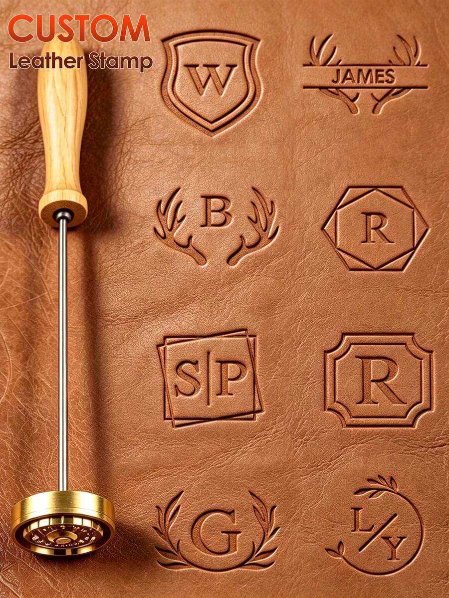 Custom 4cm Brass Leather Stamp Kit, Branding Iron, Custom Leather Embossing Tool, Leather Stamp, Perfect Gift For Leather Man - one-size - View 1