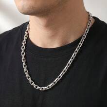 Classic Hip-Hop Stainless Steel Paperclip Silver Necklace, Suitable For Men And Women Daily Party Wear, Minimalist Street Jewelry - Silver - View 2