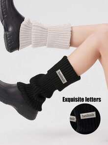 5 Pairs Ribbed Knit Leg Warmers, Y2K Slouchy Stacked Socks, Solid Color Fold-Over Cuff Calf Socks, Preppy JK Casual Boot Covers Streetwear Accessories - Multicolor - View 4