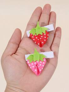 4pcs/2pcs Cute Multicolor Strawberry Hair Clips,Dopamine Side&Bangs Clips,Fashion Hair Accessories Gift For Girls Teens School,Summer Vacation&Photos Wear - Multicolor - View 8