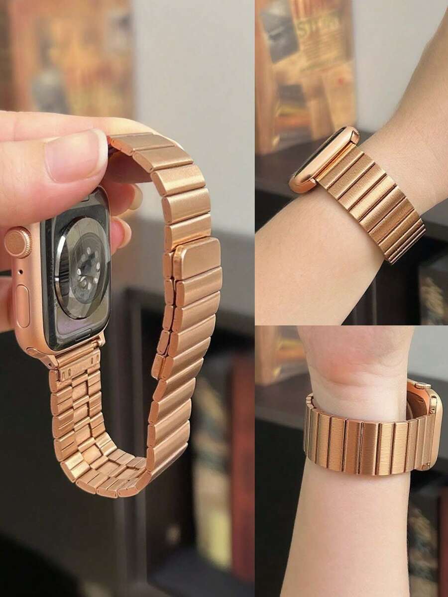Huastonband 1件磁吸式不鏽鋼金屬錶帶，適用於Apple Watch 38mm/40mm/41mm/42mm/44mm/45mm/49mm/46mm，適合Ultra/SE/S10/S9/8/7/6/5/4/3系列。佩戴舒適，適合四季。智慧手錶配件錶帶，女性配件夏季海灘派對聚會、母親節、畢業季、返校學生同學禮物