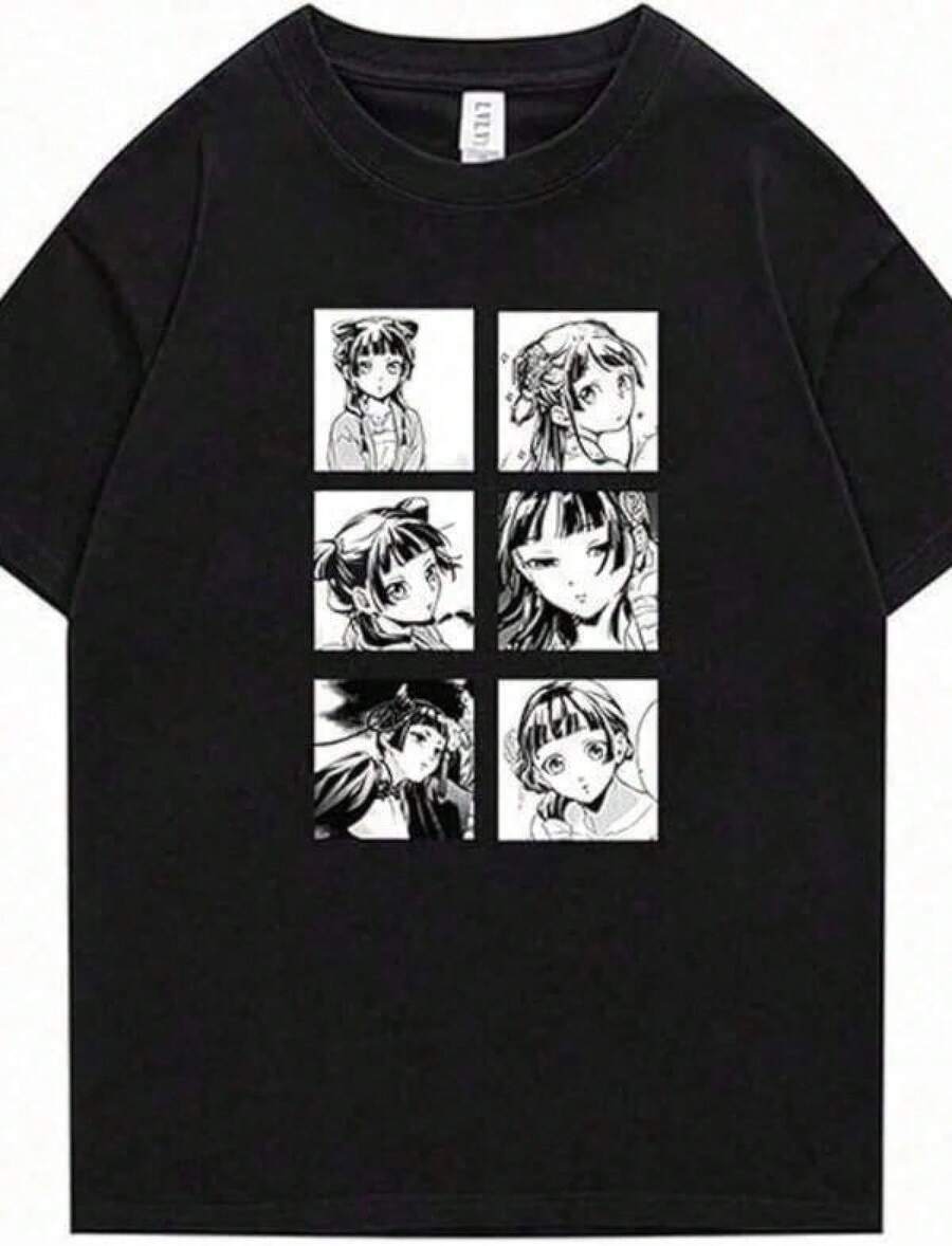 Camisetas para hombre, Camiseta de Kimetsu No Yaiba, 100% algodón. Camiseta con cuello redondo del anime "The Medicine Man's Diary", Ropa de hombre, Camisetas de hombre, Camisas de hombre, U - Negro - Ver 1