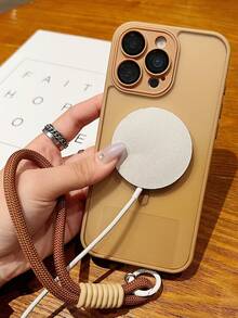 Black Wrist Strap Phone Case, Apple 17 Phone Case, Apple 17 PRO Max Phone Case, Apple 15 PRO MAX Phone Case, Skin-Like Ultimate Touch, Anti-Fouling, Anti-Fingerprint, TPU Frame, Shockproof, Anti-Drop, Supports Magnetic Charging, Compatible With Apple 17 16 15 14 13 12 11 Pro ProMax Plus Series, PC Back Plate, TPU Frame, Anti-Drop, Anti-Fingerprint, Wrist Strap Magnetic Phone Case, Hard Shell - Grey - View 4