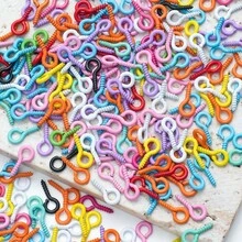 400Pcs 5*10mm Multicolor Mini Eye Screw Hooks DIY Handmade Jewelry Accessories For Resin Charms Keychain Ornament Making - Mixed Color - View 2