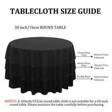 6 Pack Black Round Tablecloth Polyester Table Cloth(60",90",120"), Stain Wrinkle Resistant Polyester Dining Table Cover For Kitchen Dinning Party Wedding Rectangular Tabletop Buffet Decoration - Black - View 13